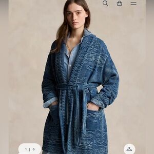 Ralph Lauren Floral Cotton Shawl-Collar
Cardigan Wrap Sweater Dark Indigo XS NWT